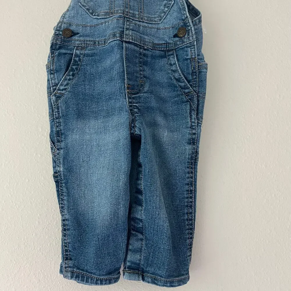 Oshkosh denim overalls bibs stripe straps Jean classic Y2K style pockets 9 mo